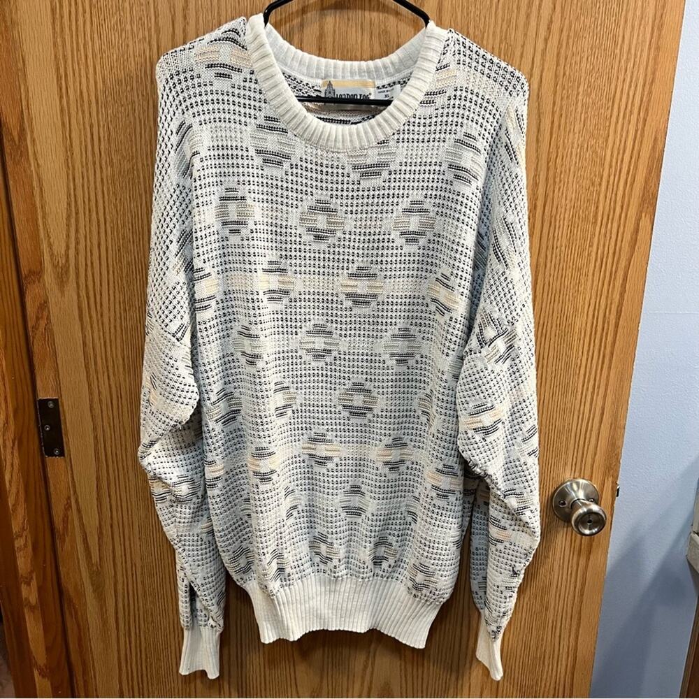 Vintage London Fog Grandpa Sweater Men's Size XL Crewneck Longer Length